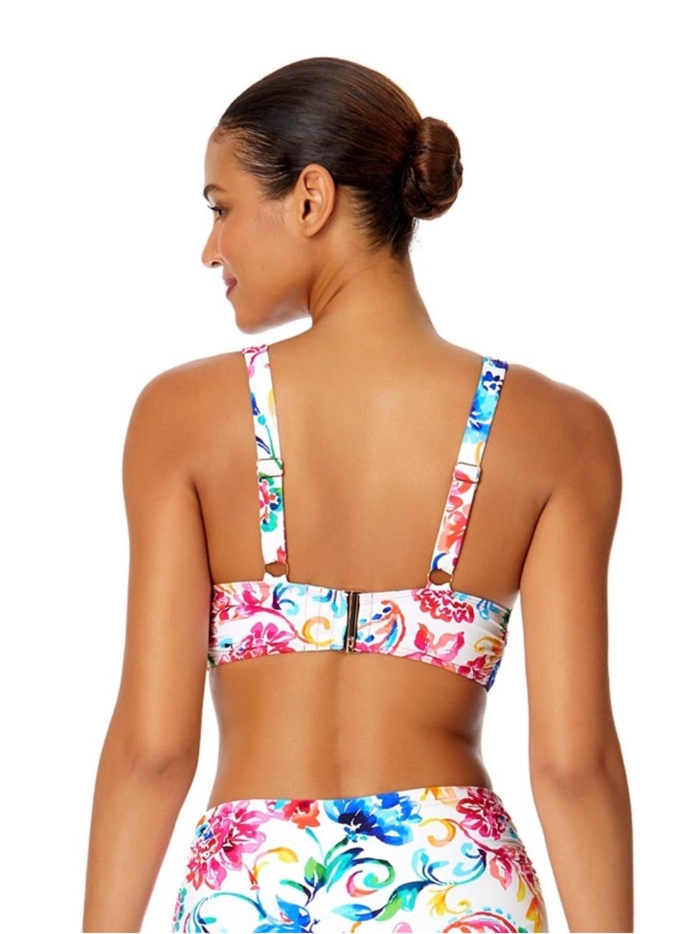 Anne Cole Watercolor Paisley Shirred Bikini Top - Picture 2 of 6